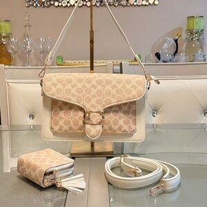 Elegant Beige and Tan Shoulder Bag